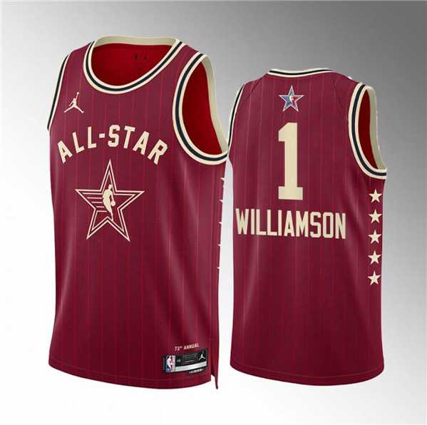 Mens 2024 All-Star #1 Zion Williamson Crimson Stitched Basketball Jersey->->NBA Jersey